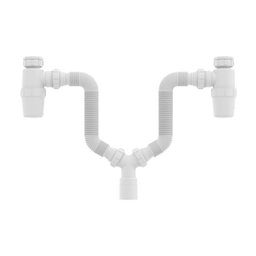 Sifão Duplo Sanfonado Extensível Censi com Copo Horizontal Branco - 1