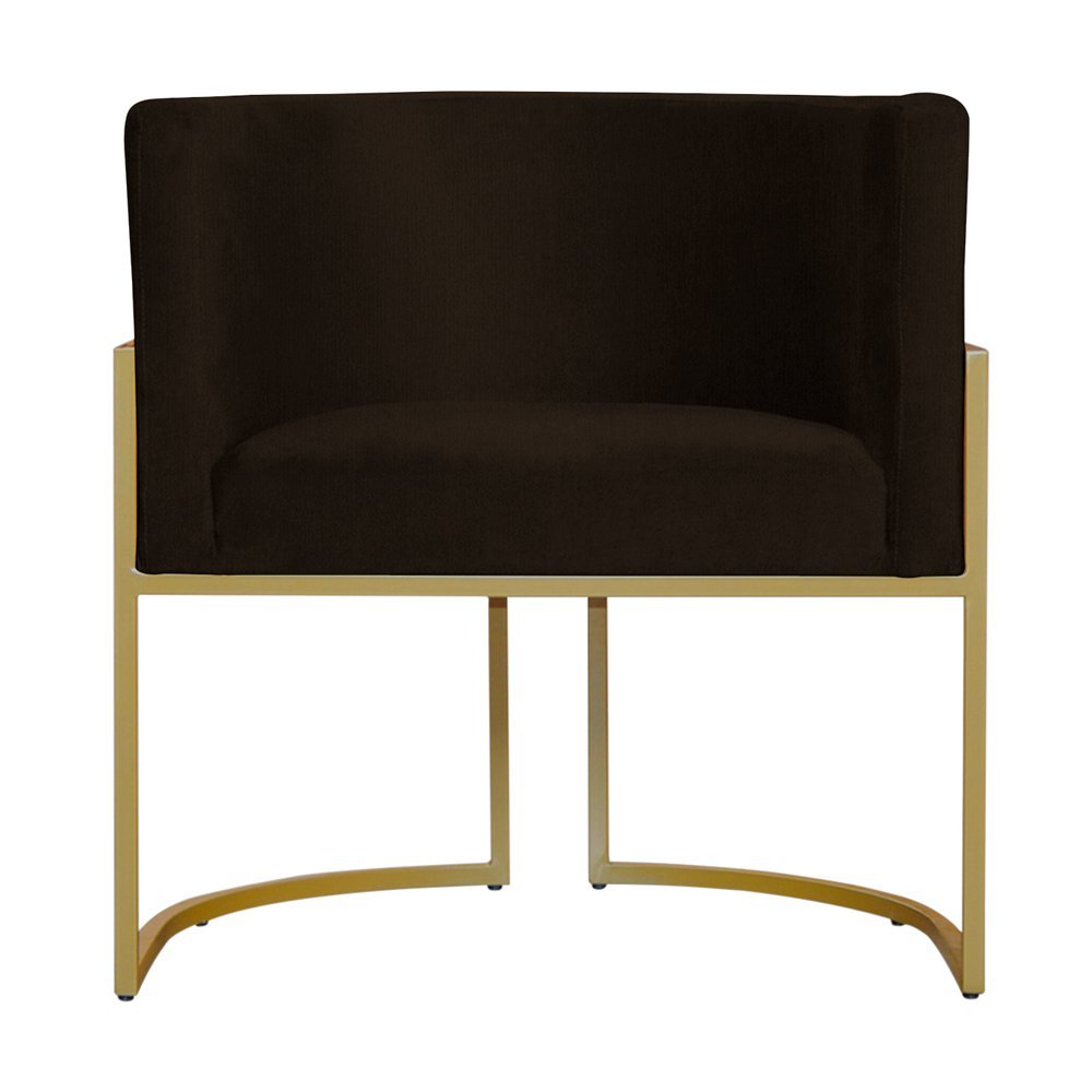 Kit 3 Poltronas Decorativa Sala de Estar Luana Base Gold Suede Marrom - Montanaris Decor Md Montanar - 2