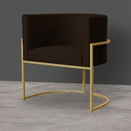 Kit 3 Poltronas Decorativa Sala de Estar Luana Base Gold Suede Marrom - Montanaris Decor Md Montanar - 4