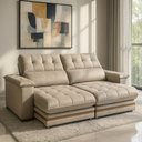 Ver imagem 1 de Sofá 4 Lugares 2,50m Retrátil e Reclinável Turim Bom Pastor Veludo Bege