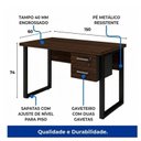 Ver imagem 6 de Mesa Escritório Pé Quadro 1,50x0,60m - c/ Gavetas - Marsala/Preto - 25473
