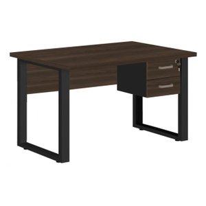 Mesa Escritório PÉ QUADRO 1,50x0,60m - C/ Gavetas - MARSALA/PRETO - 25473