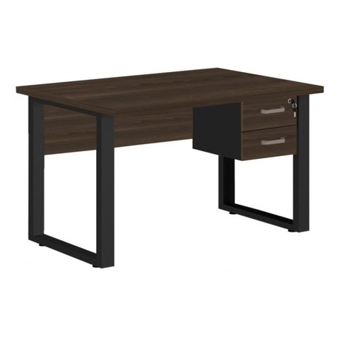 Mesa Escritório PÉ QUADRO 1,50x0,60m - C/ Gavetas - MARSALA/PRETO - 25473