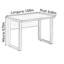 Ver imagem 2 de Mesa Escritório PÉ QUADRO 1,50x0,60m - C/ Gavetas - MARSALA/PRETO - 25473