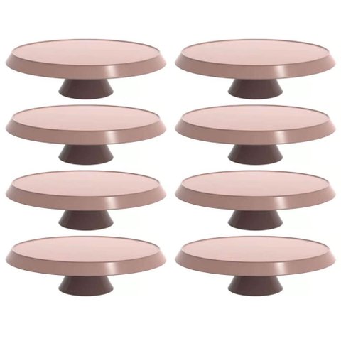 8 Boleiras com Pé Amêndoa Tortas Doces 30cm Bubble Crippa Suporte Mesa Evento