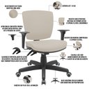 Ver imagem 4 de Kit 04 Cadeiras de Escritório Executiva Office Giratória Preto Baixa Flexi P03 Vinil Bege - Lyam Lya