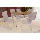 Ver imagem 1 de Conjunto: Mesa de Cozinha Loire C/ Tampo de Madeira 160cm e 6 Cadeiras Amsterdã Cromada/nude 16 -