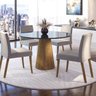 Conjunto Sala de Jantar Mesa 110x110cm Vidro com 4 Cadeiras Cristal  - 1