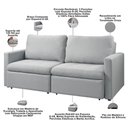Ver imagem 6 de Sofá 3 Lugares Retrátil Reclinável para Sala de Estar 226cm Detroit K01 Linho Cinza - Lyam Decor