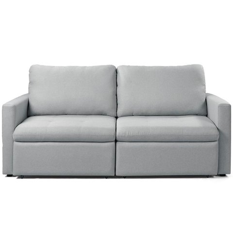 Sofá 3 Lugares Retrátil Reclinável para Sala de Estar 226cm Detroit K01 Linho Cinza - Lyam Decor
