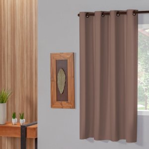 Cortina Blackout 1,10 X 1,30 Folha Unica Ilhos para Provador Corta Luz Cor Avela