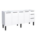 Ver imagem 2 de Balcão de Cozinha 4 Portas 3 Gavetas 174cm Júpiter Branco