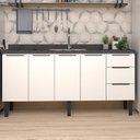 Ver imagem 1 de Balcão de Cozinha 4 Portas 3 Gavetas 174cm Júpiter Branco