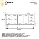 Ver imagem 4 de Balcão de Cozinha 4 Portas 3 Gavetas 192cm Júpiter 