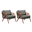Ver imagem 1 de Kit 2 Poltronas Mona Luxo Madeira Maciça Tecido Linho Cinza