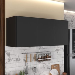 Armário de Cozinha Aéreo 3 Portas Multimóveis Mp2155 Preto