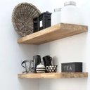 Ver imagem 1 de Kit 2 Prateleiras 110x20 Suporte Invisível Madeira Maciça