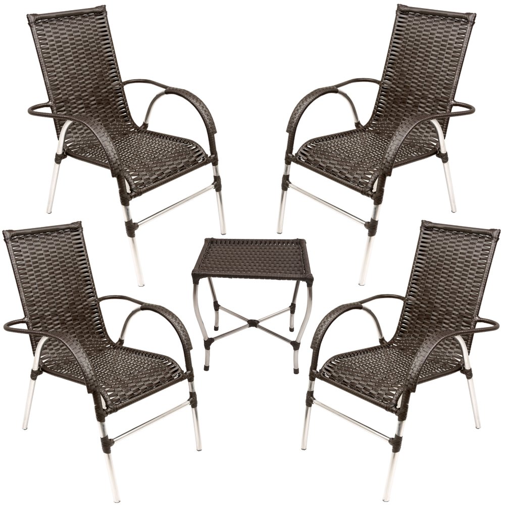 Conjunto de Cadeiras e Mesa para Área Externa, Jardim, Piscina - Tabaco - 1