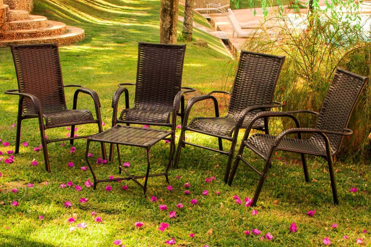 Conjunto de Cadeiras e Mesa para Área Externa, Jardim, Piscina - Tabaco