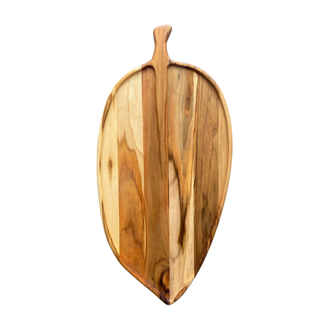 Tábua de Servir Folha com Caule G - Madeira de Teca 55x27x2cm