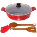 Ver imagem 1 de Frigideira Vermelho Antiaderente Cerâmica Talher Luva05 30cm
