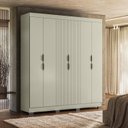 Ver imagem 1 de Guarda-Roupa Casal Ripado 6 Portas 2 Gavetas – Olivar Móveis Cinza/Off White Ac