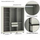 Ver imagem 7 de Guarda-Roupa Casal Ripado 6 Portas 2 Gavetas – Olivar Móveis Cinza/Off White Ac