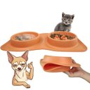 Ver imagem 1 de Comedouro Bebedouro Silicone 2 em 1 Cachorro Pet Gato Animais Raçao Agua Comida Portatil Dobravel Vi