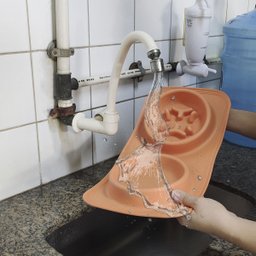 Comedouro Bebedouro Silicone 2 em 1 Cachorro Pet Gato Animais Raçao Agua Comida Portatil Dobravel Vi - 4