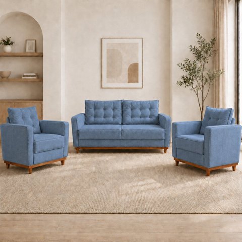Kit Sofá 2 Lugares e 2 Poltronas Luxo Moderno Sala de Estar Samuel