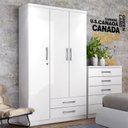 Ver imagem 1 de Guarda Roupa Solteiro 3 Portas 2 Gavetas Miami Branco/Rosa Chá