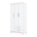 Ver imagem 6 de Guarda Roupa Solteiro 3 Portas 2 Gavetas Miami Branco/Rosa Chá