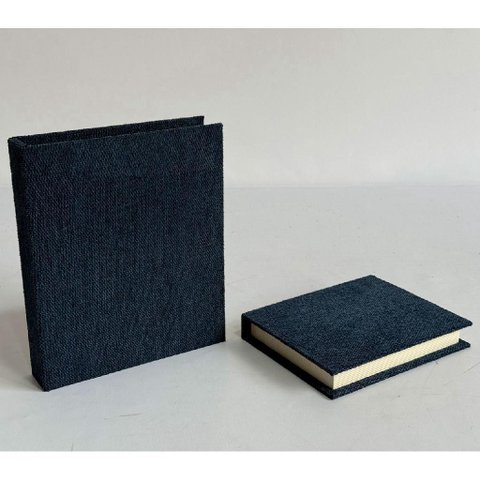 Jogo 2 Peças Caixa Livro Decorativa de Chenile Azul 5.0x25.0x30.0cm Organizadora