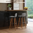 Ver imagem 1 de Uma Banqueta Alta Linea Escandinavo Aço Preto Assento Cinza