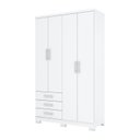 Ver imagem 4 de Guarda Roupa Solteiro 4 Portas 3 Gavetas City Branco