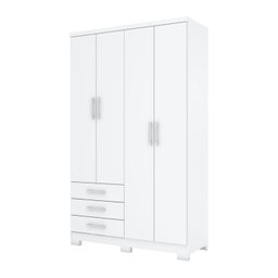 Guarda Roupa Solteiro 4 Portas 3 Gavetas City Branco - 4 Guarda Roupa Solteiro 4 Portas 3 Gavetas City Branco - 4