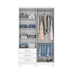 Guarda Roupa Solteiro 4 Portas 3 Gavetas City Branco - 3 Guarda Roupa Solteiro 4 Portas 3 Gavetas City Branco - 3