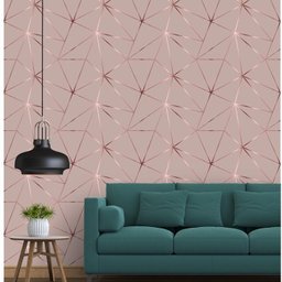 Papel De parede Geométrico Rose Gloss Para Quarto E Sala 1mx50cm - 2