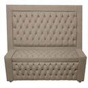 Ver imagem 1 de Kit Cabeceira de Cama Box e Calçadeira Baú Retro Capitonê Botão Encapados Casal 140 Cm Suede