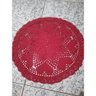 Tapete Crochê Redondo Sala Quarto Coração Vermelho 69x48 - 2