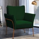 Ver imagem 3 de Poltrona para Sala Decorativa Lotus Bronze Assento Veludo Verde - Iben Móveis