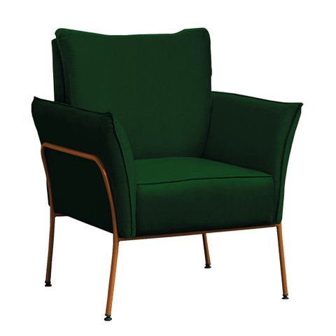 Poltrona para Sala Decorativa Lotus Bronze Assento Veludo Verde - Iben Móveis