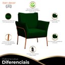 Ver imagem 4 de Poltrona para Sala Decorativa Lotus Bronze Assento Veludo Verde - Iben Móveis