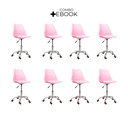 Ver imagem 2 de Cadeira Office Base Cromada Oficial com Rodízio Giratória Saarinen - Rosa - 8