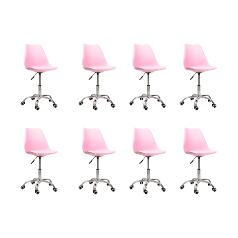 Cadeira Office Base Cromada Oficial com Rodízio Giratória Saarinen - Rosa - 8