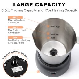 Secura Espumador de Leite Elétrico 17oz com Base Destacável (inox) - 4