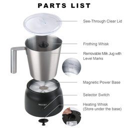 Secura Espumador de Leite Elétrico 17oz com Base Destacável (inox) - 7