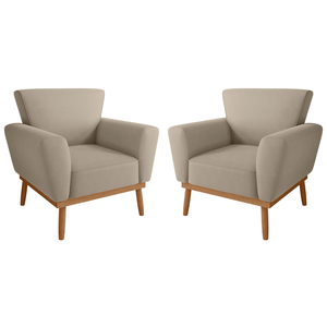 Conjunto Poltrona para Sala de Recepção Viana Inca Castor