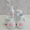 Kit Higiene Porcelana Bebê Banho Cuidado Meninas Maternidade Quarto K014 Coroa - Rosa - 1