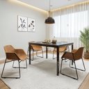Ver imagem 1 de Conjunto Sala de Jantar 4 Lugares Retangular Tampo MDF 120x85cm Mesa Smart com Cadeiras Lodelô Preto/Pinus